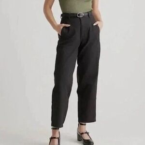 Quince Organic Stretch Cotton Twill Barrel Pants Black- 2
